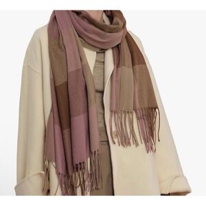 Wonder Agio Plaid Scarf Warm Winter Shawl Wrap Beige Pink Brown